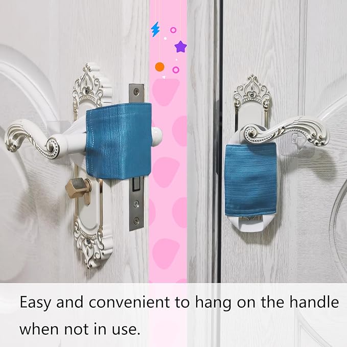 Baby Proof Door Silencer & Cloth Latch Cover, Quiet Close Anti-Slam Pads to Prevent Slamming and Accidental Locking, for Nursery and Toddler Safety (3, Peacock Blue, 4.1 * 3.1 inches)