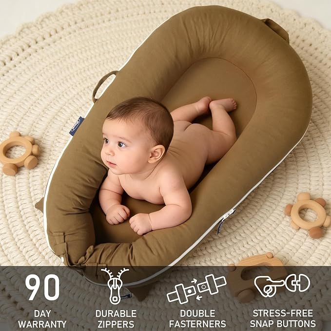 Organic Replacement Cover with Waterproof Pad | Premium Quality Spare Cover Certified Organic Cotton | [Fits Dockatot Deluxe + Docks] (Cover Only) (Sepia, Waterproof Organic Cotton)