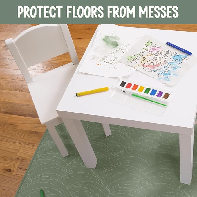 S&T INC. Baby Splat Mat for Under High Chair, Water Resistant Floor Mat, 42 Inches by 42 Inches, Sage Needlepoint