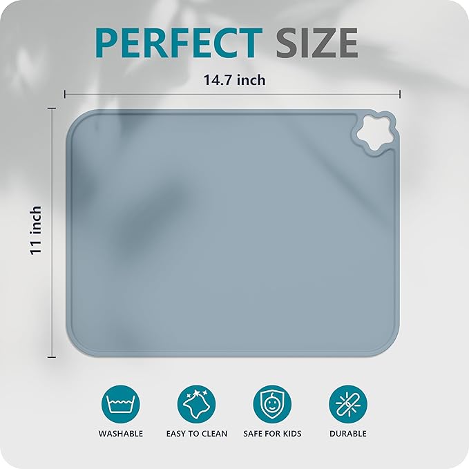 Silicone Placemat for Toddles Kids Non-Slip Reusable Portable Kids Placemats for Dinning Table Heat Resistant Placemats, Baby Placemat Stain Resistant Silicone Mat for Dining Table 3 Pack