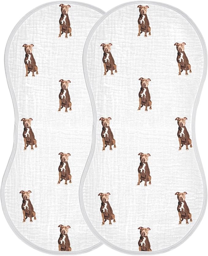 vvfelixl Baby Burp Cloths Pit Bull Terrier Sitting Dog Baby Newborn Cotton Burping Cloths Set Baby Washcloths 4 Pack