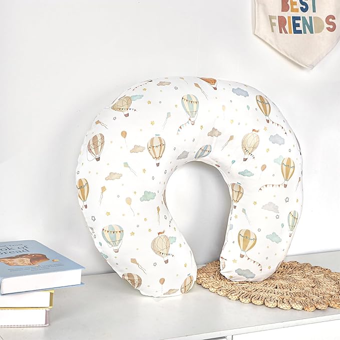 DILIMI Nursing Pillow Cover, Stretchy Removable Pillowcase for Breastfeeding Pillows, Ultra Soft Comfortable Slipcover for Baby Girl and Boy, Hot Air Balloon