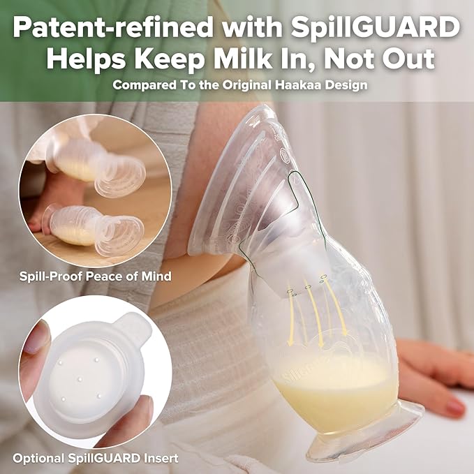 haakaa Gen.2 Plus Upgraded Manual Breast Pump, 5oz/150ml Multi-Ring ComfortCARE Sensitive Silicone Breast Pump with Spill-Guard Insert Set, Patent-Pending Design for Breastfeeding Moms