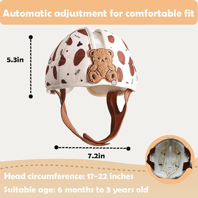 Soft Infant Safety Helmet,Baby Helmet for Crawing Walking,Baby Helmet 1-2 Years for Anti-Fall Head Protector,Adjustable