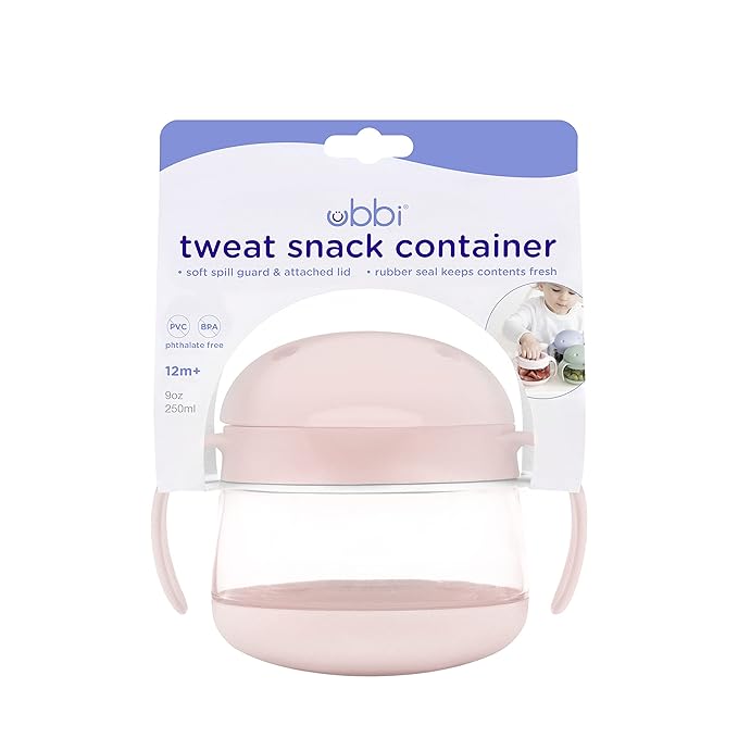 Ubbi Tweat No Spill Snack Container for Kids, BPA-Free, Toddler Snack Container, Blush Pink (Pack of 4)