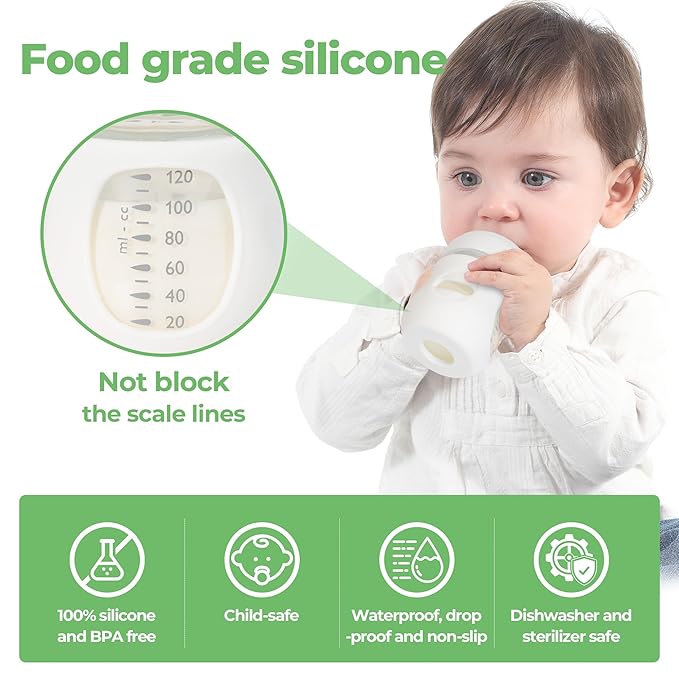 3 Pack Silicone Sleeves for Philips Avent Natural Glass Baby Bottles, Food Grade Silicone Anti Breakage Baby Bottles Holder, Compatible with Philips Avent Glass Natural Baby Bottle 4oz