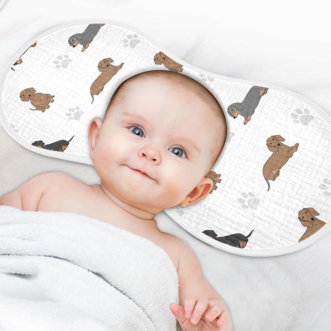 4 Pack Muslin Burp Cloths Dachshund Dogs Paw White Cotton Baby Burp Cloths Ultra Absorbent and Soft Thick Burping Cloth for Newborn Babies 22x11 Inch