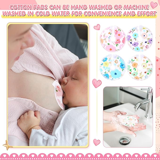 Threlaco 48 Pcs Gtube Button Covers Feeding Tube Pads Holder Abdominal Reusable Accessories Peg Tube Soft Absorbent Breast Feeding Pads Breastfeeding Support Nursing Care Stay Dry(Floral)