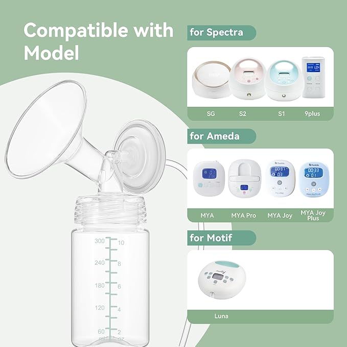 10oz Breastmilk Storage Bottle, Compatible with Momcozy Milk Cooler 22oz & Spectra Pumps, Wide-Neck Collection Bottles for Pumping & Fridge, BPA-Free, Breastfeeding Essentials, 4PCS