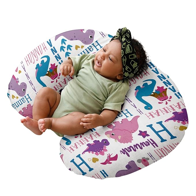 Dyoart Baby Nursing Pillow Cover,Personalized Name Soft Nursing Covers,Breastfeeding Pillow Slipcover for Bottle Feeding,Gifts for Toddler Infant,Dinosaur(one Size)