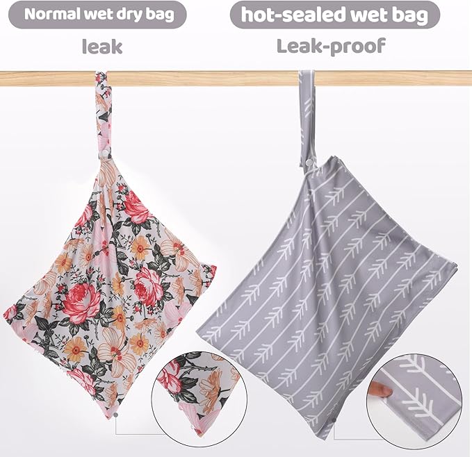 2pcs Cloth Diaper Mess-proof Wet Bags,Waterproof Reusabel Travel Storage Stroller Daycare Soiled Baby Items Beach Pool Yoga Gym Bag for Wet Toddler Swimsuits -Arrow