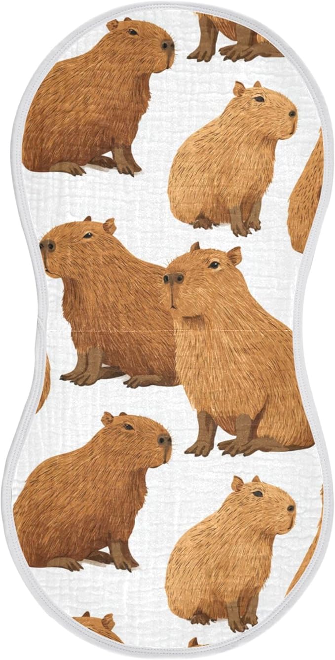 Capybara Cute Burp Cloths Baby Boys Girls Absorbent Soft Cotton Burping Cloths Rags 1 Pack
