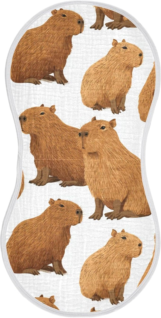 Capybara Cute Burp Cloths Baby Boys Girls Absorbent Soft Cotton Burping Cloths Rags 1 Pack