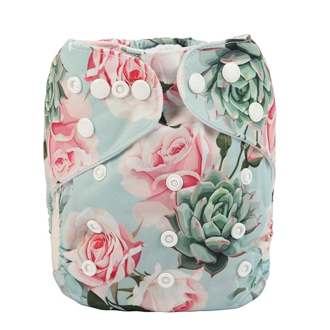 Baby Pocket Diaper Nappy Reusable Washable for Girls (Succulent Roses)