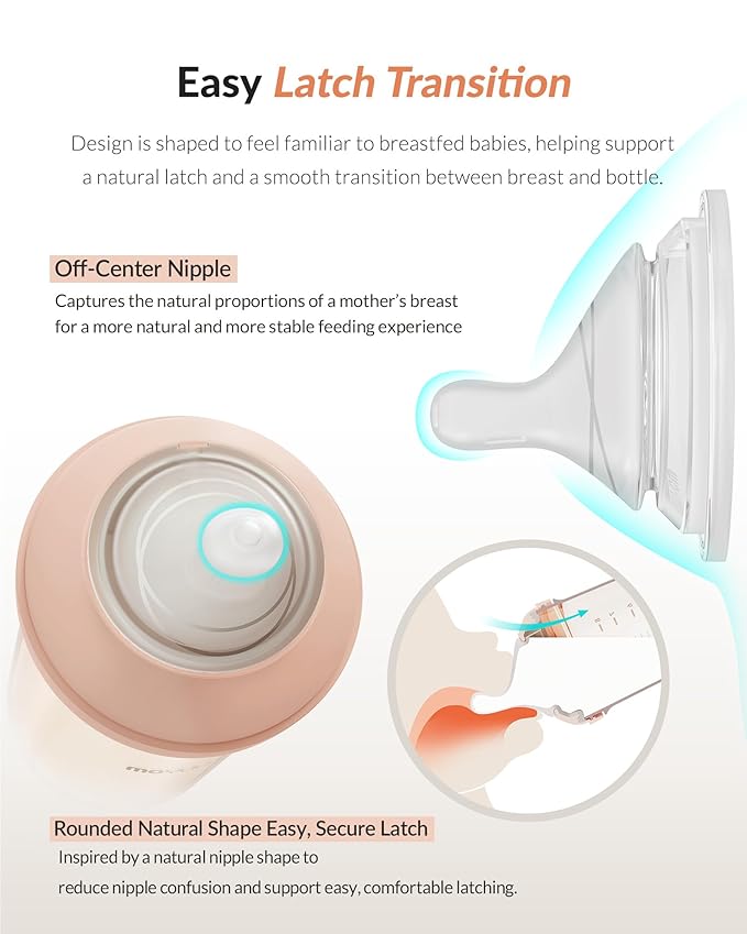 Moyuum Natural Fit Silicone Nipple for MOV.aa Bottles, Made in Korea - Perfect for Newborn, Anti-Colic Feed, Easy to Latch for Infant, from Breast to Bottle | Stage 3, Fast Flow, 6m+ (2 Pack)