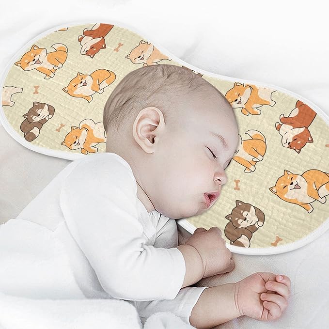 Lovely Shiba Inu Dog Muslin Burp Cloths for Baby 2 Pack Soft 100% Cotton Baby Washcloths Bibs for Boy Girl