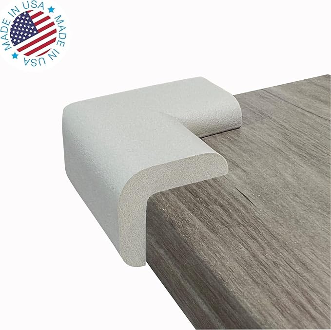 KidKusion Corner Cushion | Made in USA | Taupe | 8 Pack | Furniture and Corner Protector