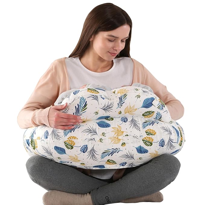 BATTOP Nursing Pillow for Breastfeeding - More Support for Mom, Feeding Pillow with Removable Cover and Adjustable Waist Strap, Plus Size Breastfeeding Pillow