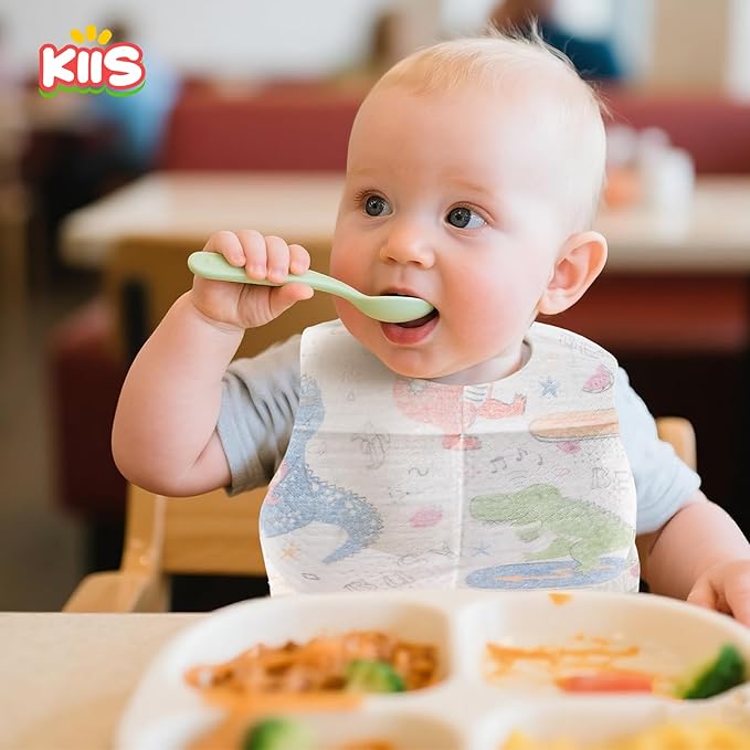 KIIS Disposable Baby Bibs for Travel - Paper Bibs for Infant, Toddlers & Kids - Travel & Daycare Essentials, 20 Count
