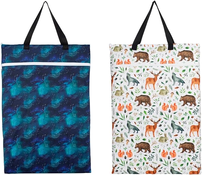 2 Pack Large Hanging Wet Bags Laundry Pail Bags Cloth Diapers Reusable