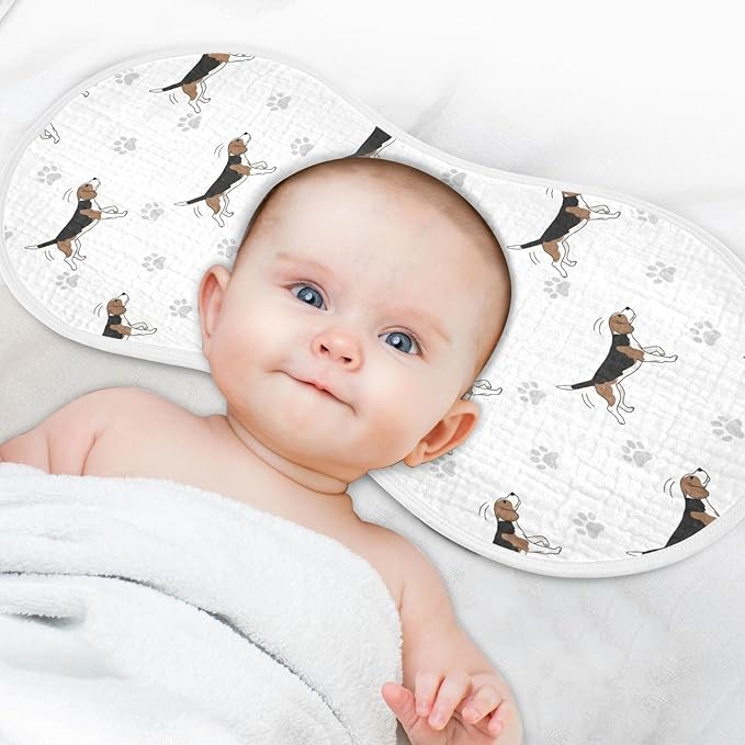 1 Pack Muslin Burp Cloths Beagle Paw Print White Cotton Baby Burp Cloths Extra Absorbent and Soft Thick Burping Cloth for Newborn Boys Girls 22x11 Inch