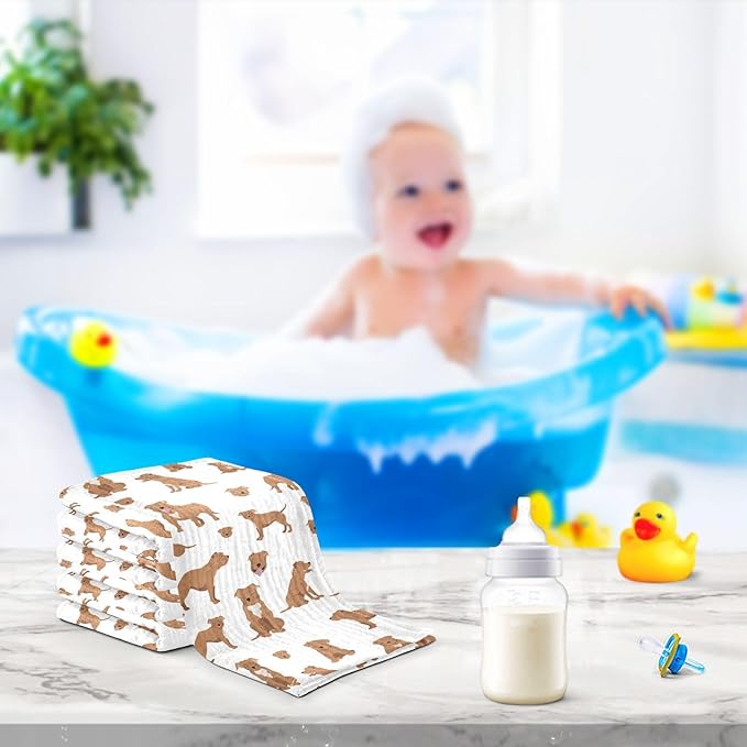 vvfelixl Baby Cotton Washcloths Staffordshire Bull Terrier Infants Bath Towel for Unisex Face Towels for Newborn, Natural Baby Wipes Delicate Skin, 11.8 X 11.8 inch, one sizex3