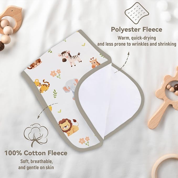 5 Pack Burp Cloths Organic Cotton, Animal Baby Burp Cloths Boy Girl, Absorbent Baby Burping Cloth, Soft Burping Cloth Set for Feeding, New Mom Gifts for Newborns Essentials Gift Set, 19”x9”