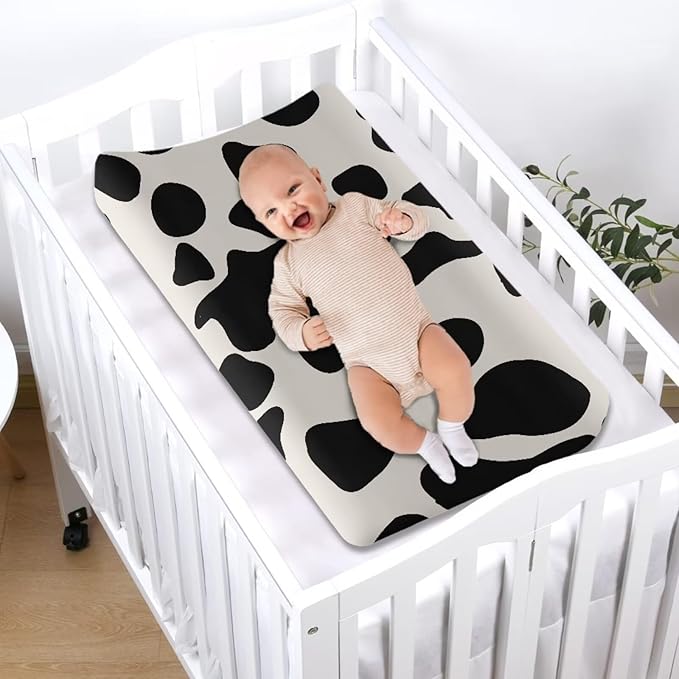 Cow Changing Table Cover Stain Resistant Universal Tray Table Mat Soft Baby Changing Pad Cover Waterproof Cozy Table Sheets for Boys Girls