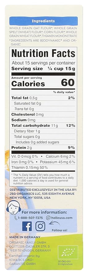 Holle, Cereal Wholegrain Four Grain Organic, 8 Ounce