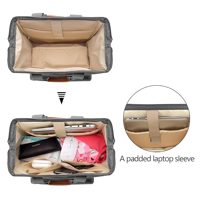 Teamoy Breast Pump Bag Compatible with Spectra S1,S2, Medela and Cooler Bag, Convertible Breast Pump Tote and Backpack with Laptop Sleeve for Working Moms, Gray
