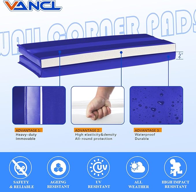 Wall Corner Padding 2" Thick Wall Corner Protective Safety Padding Heavy Duty Waterproof Durable 2 Sides Wall Corner Edge Mats for Safety