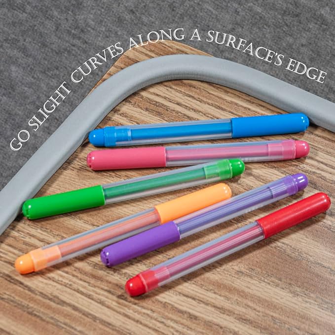 urbanhouse Raised Edge Guard for Kids’ Desks & Tables at School Or Home – Soft Foam Border to Prevent Items from Rolling Off, Adhesive‑Ready, Non‑Toxic, Flexible 6‑FT Strip – Grey