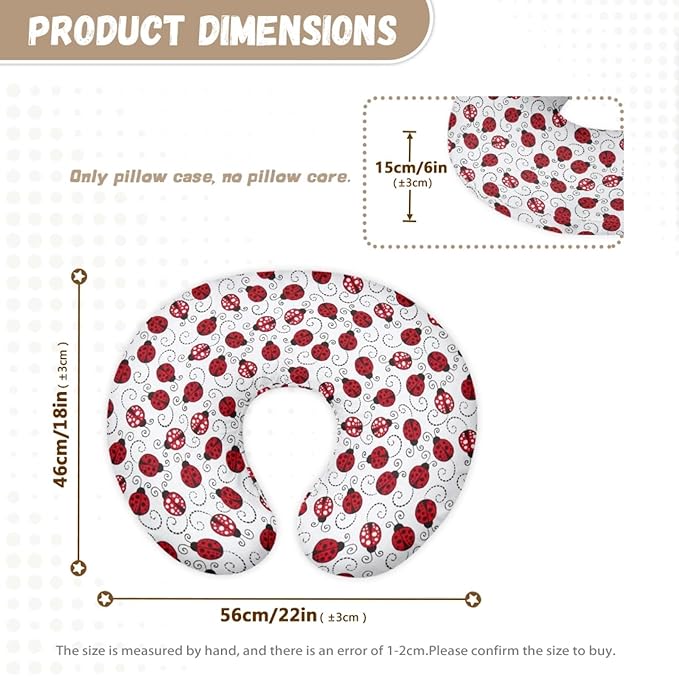 Forchrinse Red Ladybug Nursing Pillow Slipcover Covers Soft Comfortable Pillowcase for Nursing Pillow Stretchy Replaceable Feeding Pillow Slipcover Washable