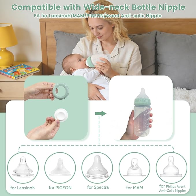 2pcs Breast Milk Storage Bottles 10oz/300ml Compatible with Spectra S1 S2 9 Plus,Motif Luna/Ameda MYA/Bellababy Pumps, Wide-Neck Collection Bottle Container for Momcozy 22oz Portable Cooler