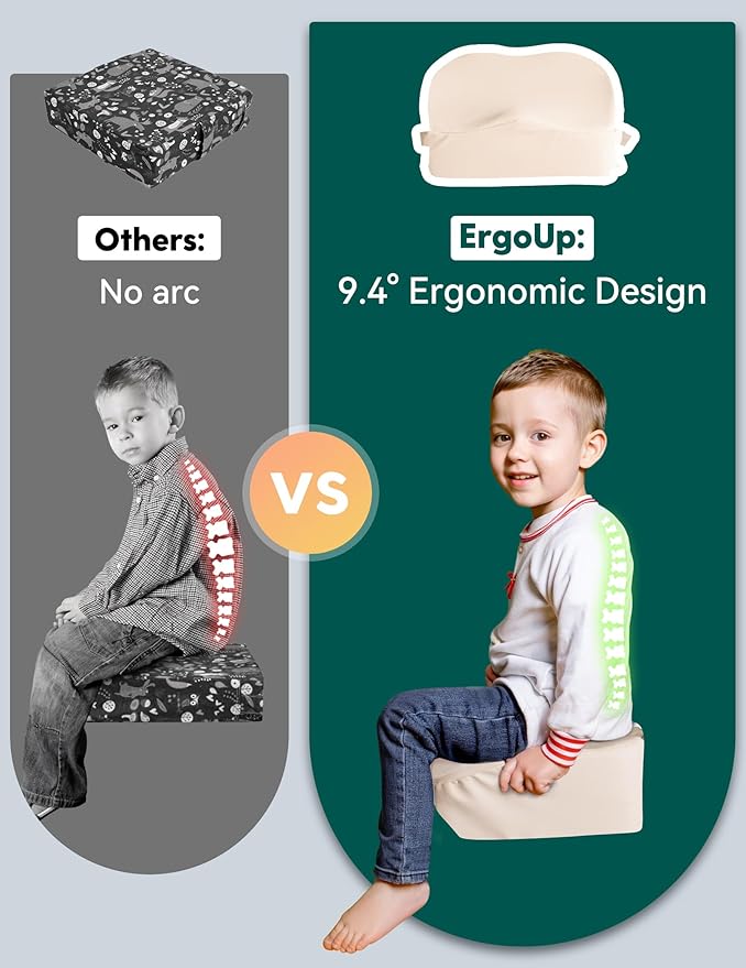 Babelio Ergo-Designed Booster Seat for Kitchen Chair, Promote Proper Upright Posture, Toddler Booster Seat for Dining Table, Suitable for 18 Months to 5 Years, Stain-Resistant Faux Leather, Beige