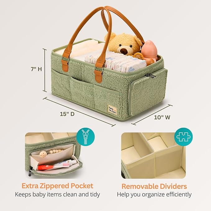 Baby Diaper Caddy Organizer with Handle, Diaper Bag Tote, Baby Organizers and Storage Diaper Organizer for Nursery Decor and Nursery Organization, Baby Basket, Diaper Bag organizer, Car Diaper Caddy