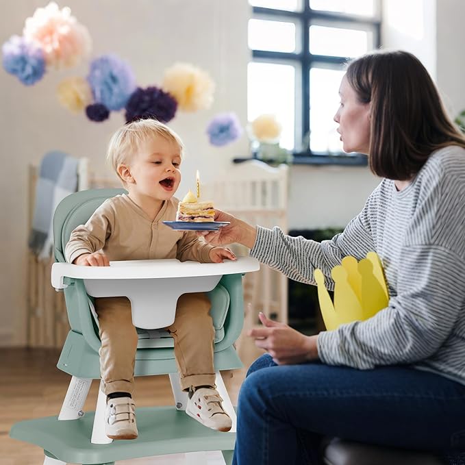 Baby High Chair, 8 in 1 Convertible Highchair, Booster Seat, Building Block/Activity Table, Stool, Feeding Chair with Dishwasher-Safe Tray, High Chairs for Babies and Toddlers (Green)