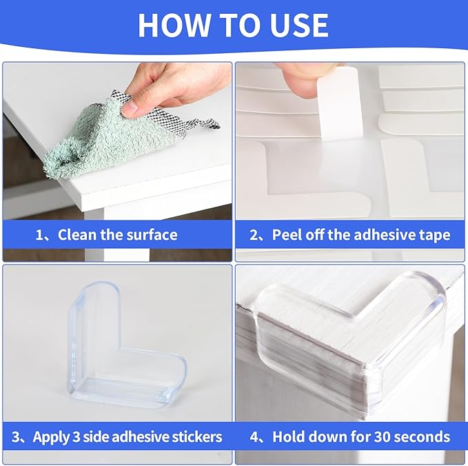 8 Pack Corner Protectors Baby Proof Corners and Edges Protector, Extra Large Clear Table Corner Protectors for Baby Safety Guards Bumpers Cover Sharp Furniture, L Shape