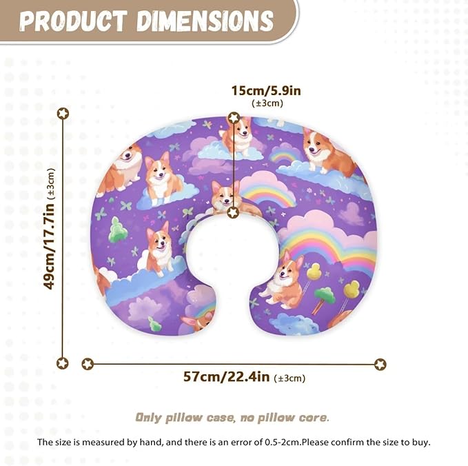 Rainbow Corgi Nursing Pillow Case 1 Pack for Breastfeeding Pillow Nursing Covers Pillow Slipcover Pillowcase Stretchy Comfortable Breast Feeding Pillow Slipcover Cover Only