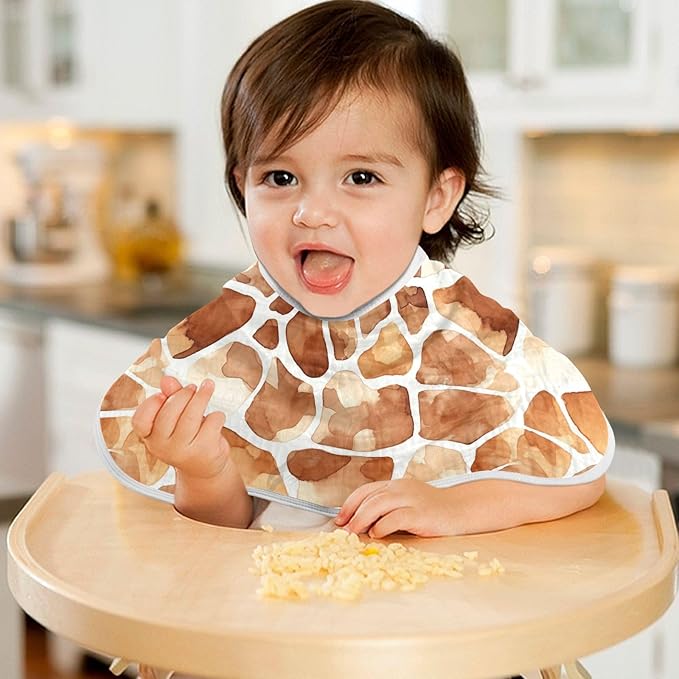 4Pcs Giraffe Print Burp Cloth,Unisex Large Absorbent Soft Cotton Muslin Burping Cloths for Newborn Boys Girls,11x22in,A111944