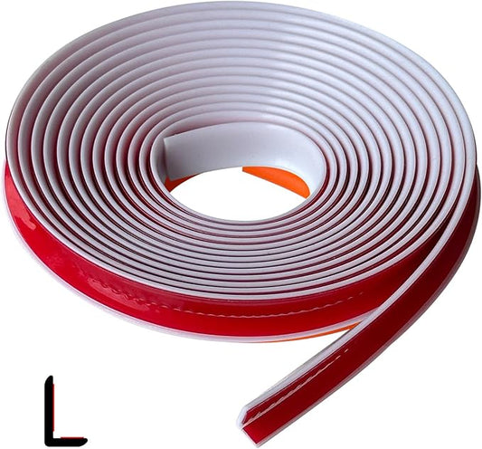 Protalwell Rubber L Edge Trim, Self-Adhesive, White, 10Ft