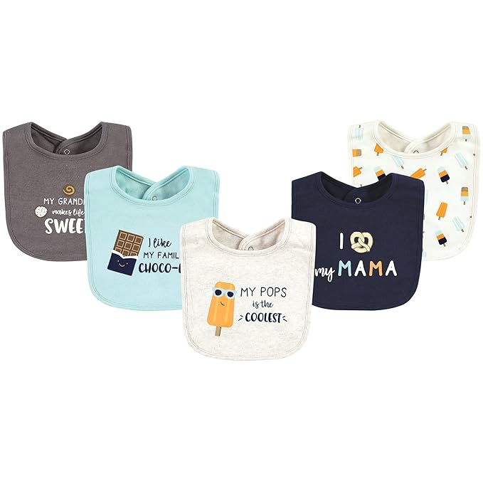 Hudson Baby Unisex Baby Cotton Bibs, Popsicle, One Size