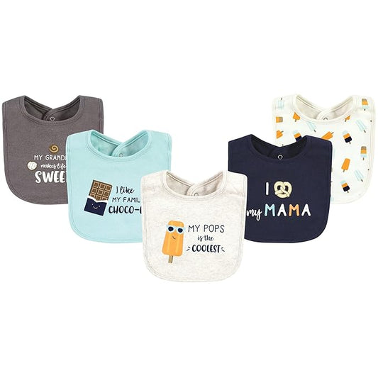 Hudson Baby Unisex Baby Cotton Bibs, Popsicle, One Size