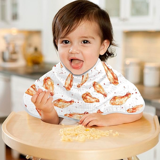 vvfelixl Muslin Burp Cloths Roast Chicken Wing Baby Washcloths for Baby Girl Boys 2 Pack