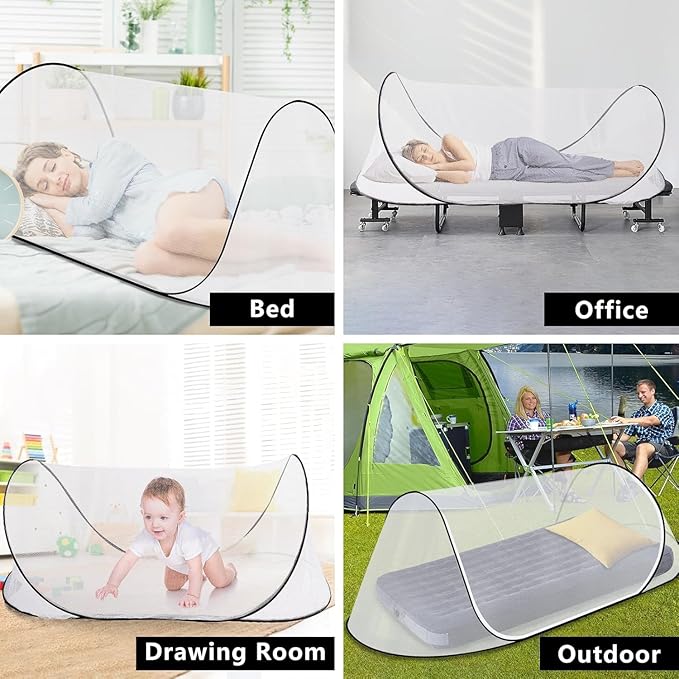2 Pcs 78 * 31 * 23 Inch Large Pop Up Mosquito Net, Portable Foldable Mesh Tent, Breathable Lightweight Mosquito Net Tent for Bed Camping Travel Patio