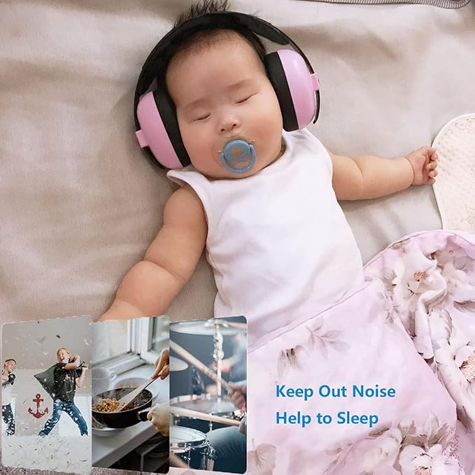 Baby Noise Cancelling Headphones Infant Ear Protection Comfortable Noise Reduction Ear Muffs for Babies Toddler 1 Months to 2 Years, Pink