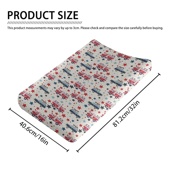 Cartoon Car Transportation Stars Pattern Baby Changing Pad Cover, Unisex Car Nursery Diaper Changing Table Pad Mat Sheet for Boys Girls-16x32