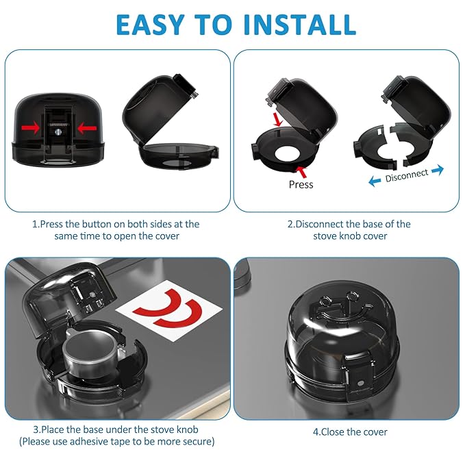 Stove Knob Covers for Child Safety - 5 Pack Babepai Upgraded Double-Key Design Universal Size Baby Safety Gas Oven Knob Covers Stove Guard Baby Proofing
