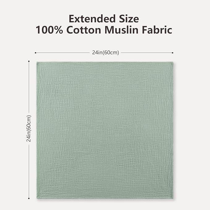 Susurration Muslin Burp Cloths 24x24 Inches Ultra Soft 100% Cotton, 4 or 7 Pack Baby Washcloths for Newborn, Absorbent Burp Rags & Swaddle Blankets