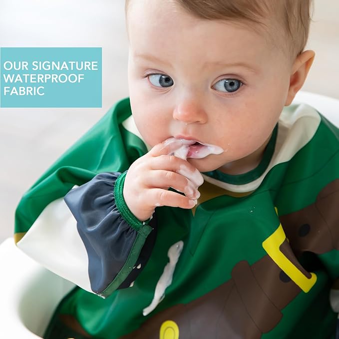 Bumkins Nintendo The Legend of Zelda Sleeved Bib and Snack Bag Set – Waterproof Feeding Bib for Ages 6–24 Months and Reusable Sandwich and Snack Bags for Kids 3+
